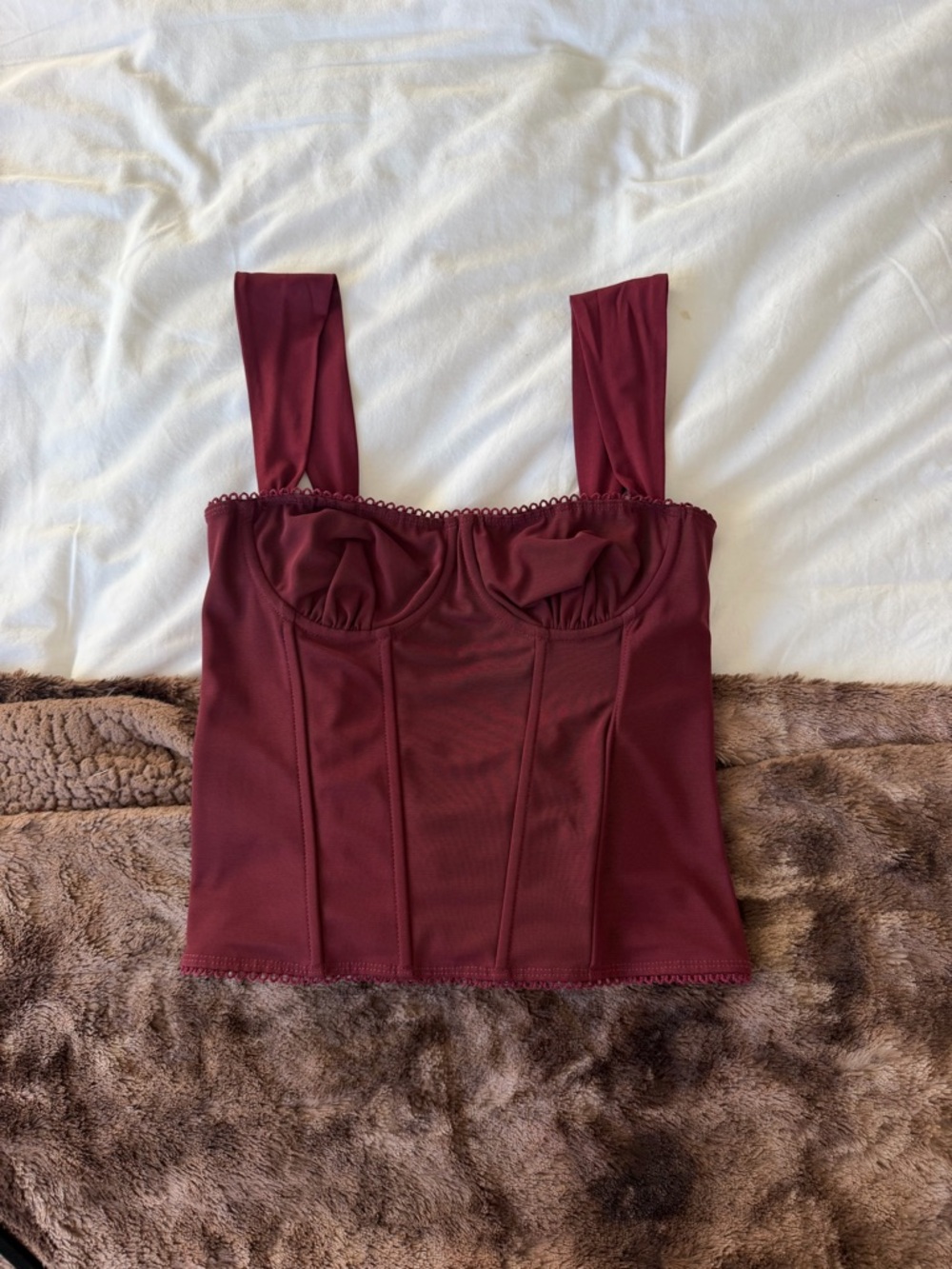 Edikted Wine Red Bustier Tank Top